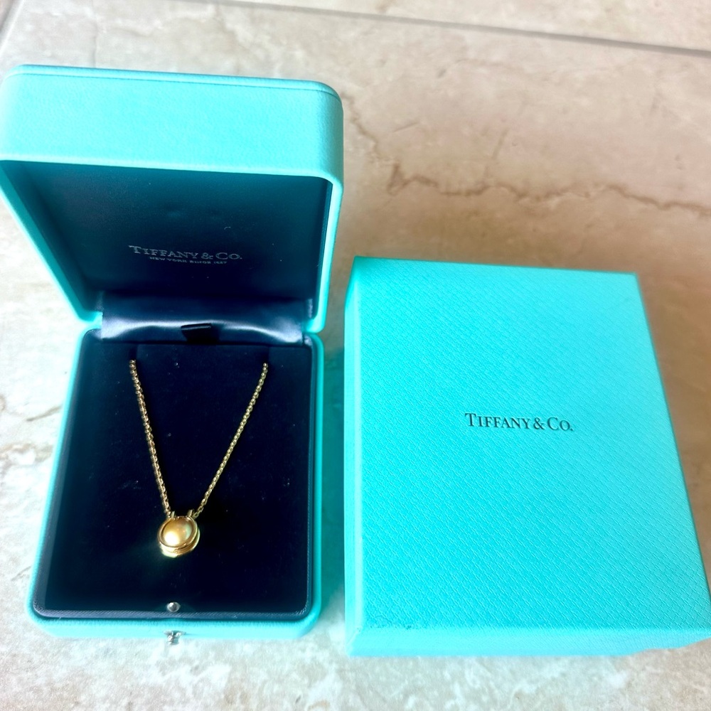 Tiffany & Co. Gold Pendant Necklace with Pearl Accent